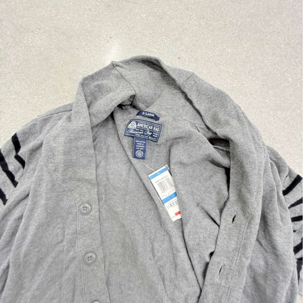 American Rag Gray and Black Striped Cardigan XL